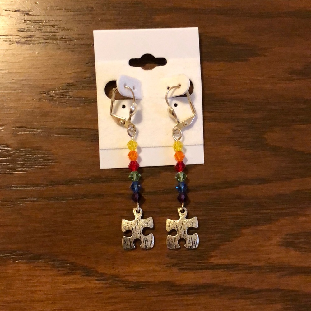 Handmade puzzle earrings